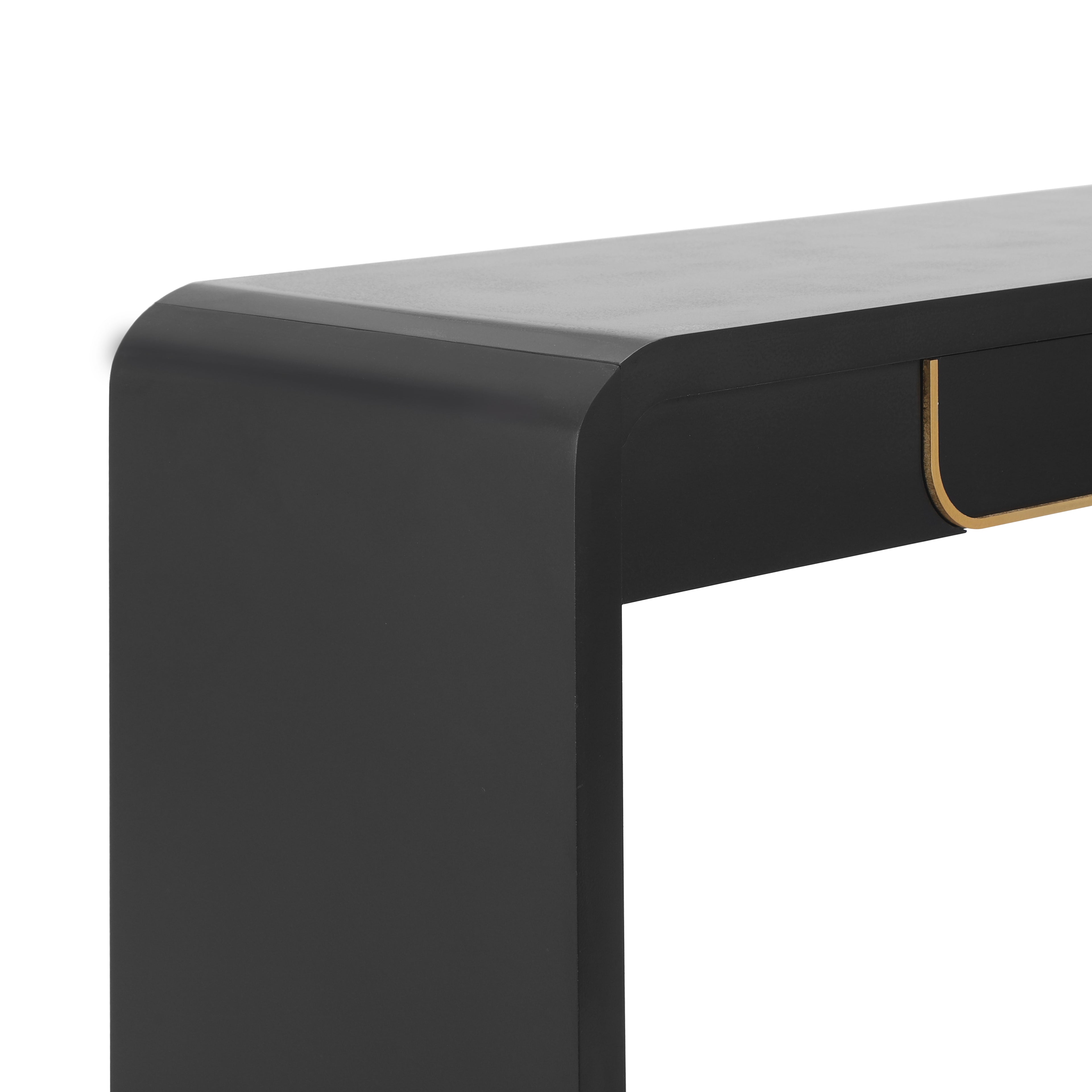 [variant:N876P351912B] Black Console Table with Drawer & Storage Shelf image 6