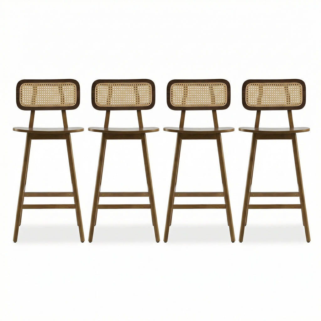 Walnut Rattan Counter Stools – Set of 2 or 4 — [variant:N897P439500W-S4] Walnut – N897P439500W-S4 image 3