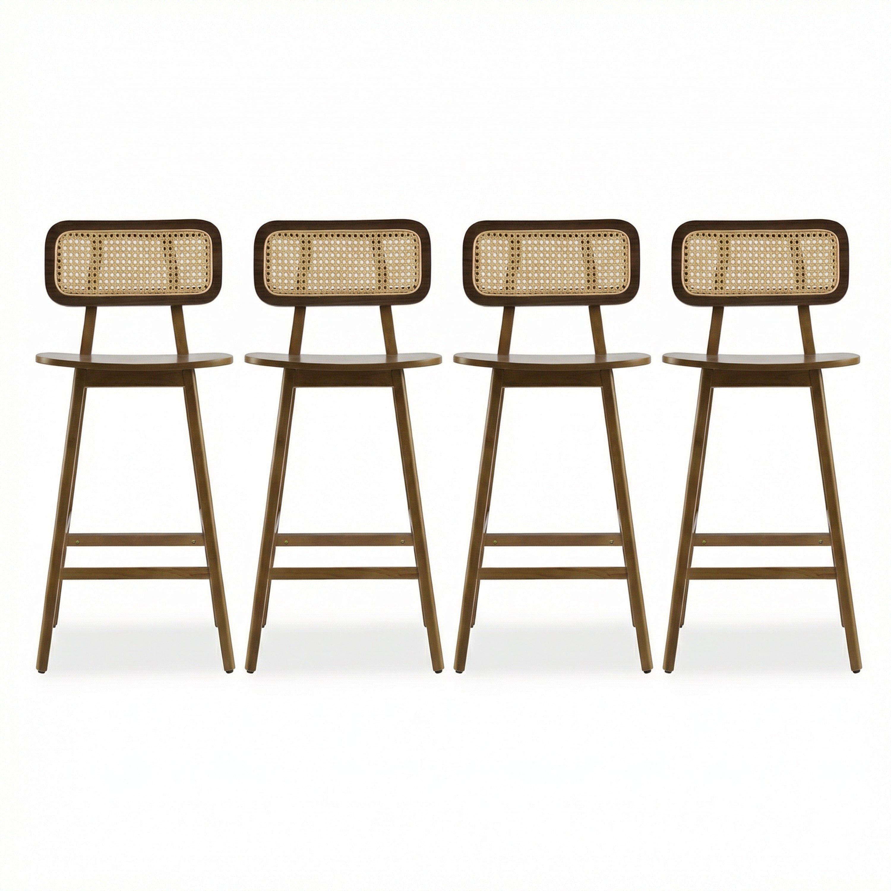 Walnut Rattan Counter Stools – Set of 2 or 4 — [variant:N897P439500W-S4] Walnut – N897P439500W-S4 image 3