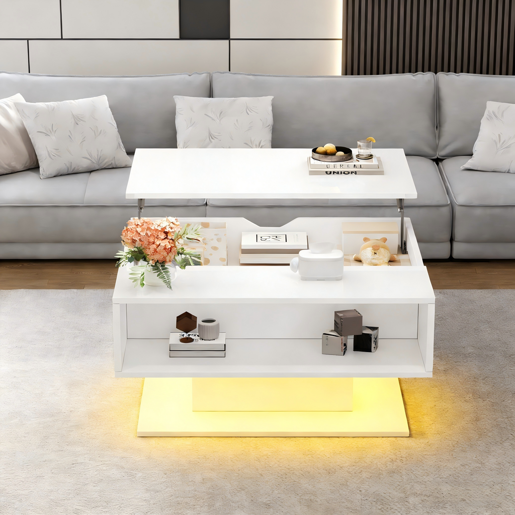 [variant:N892P428789W] High-Gloss Hydraulic Lift Coffee Table with Storage image 22
