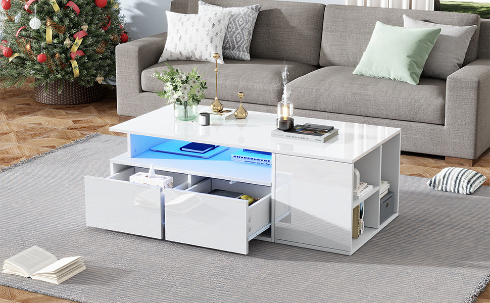 [variant:N892P428788W] High-Gloss LED Coffee Table with Open Storage image 61