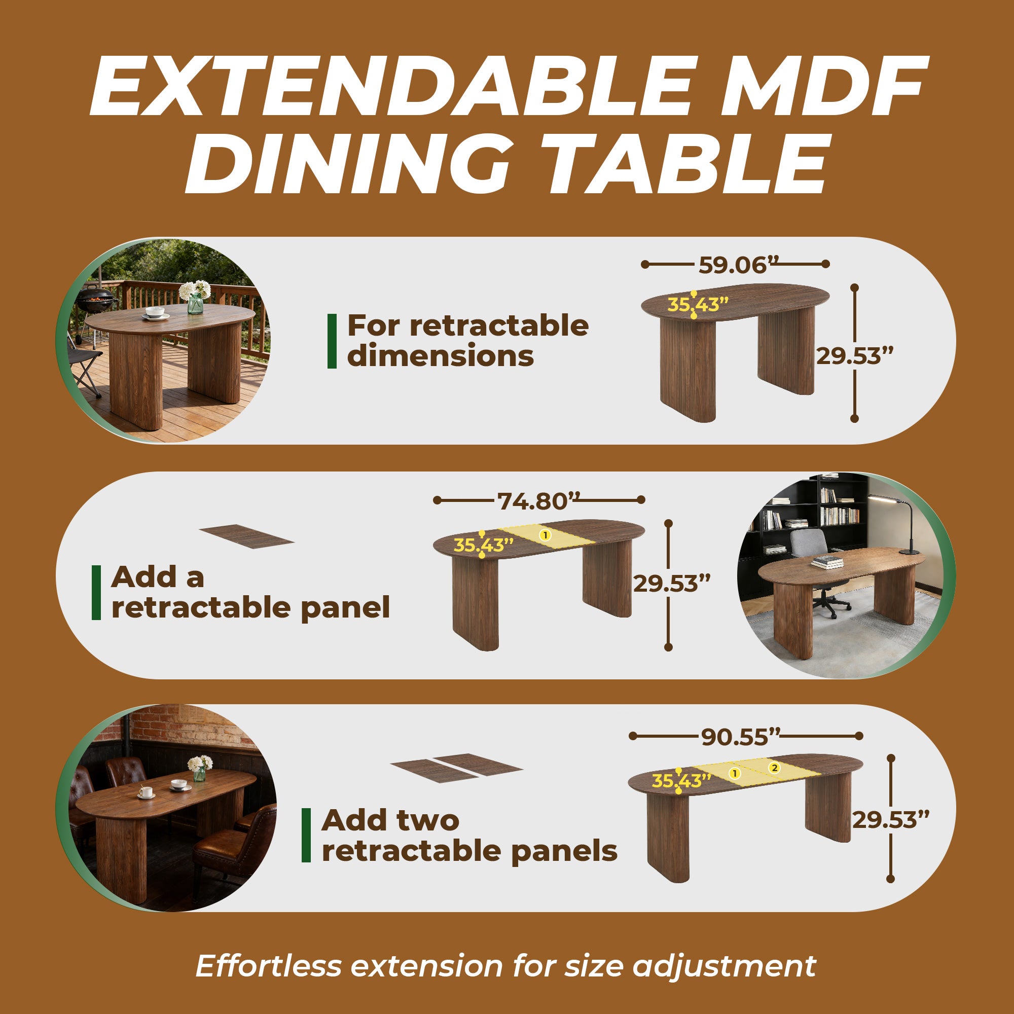 Extendable Oval Dining Table – Oak or Walnut — [variant:W3808S00002] Walnut image 4