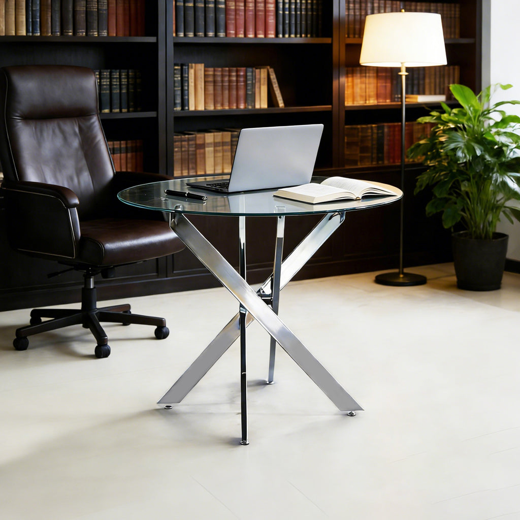 Glass Dining Table – Square or Round — [variant:W3808P395783] Chrome – W3808P395783 image 3