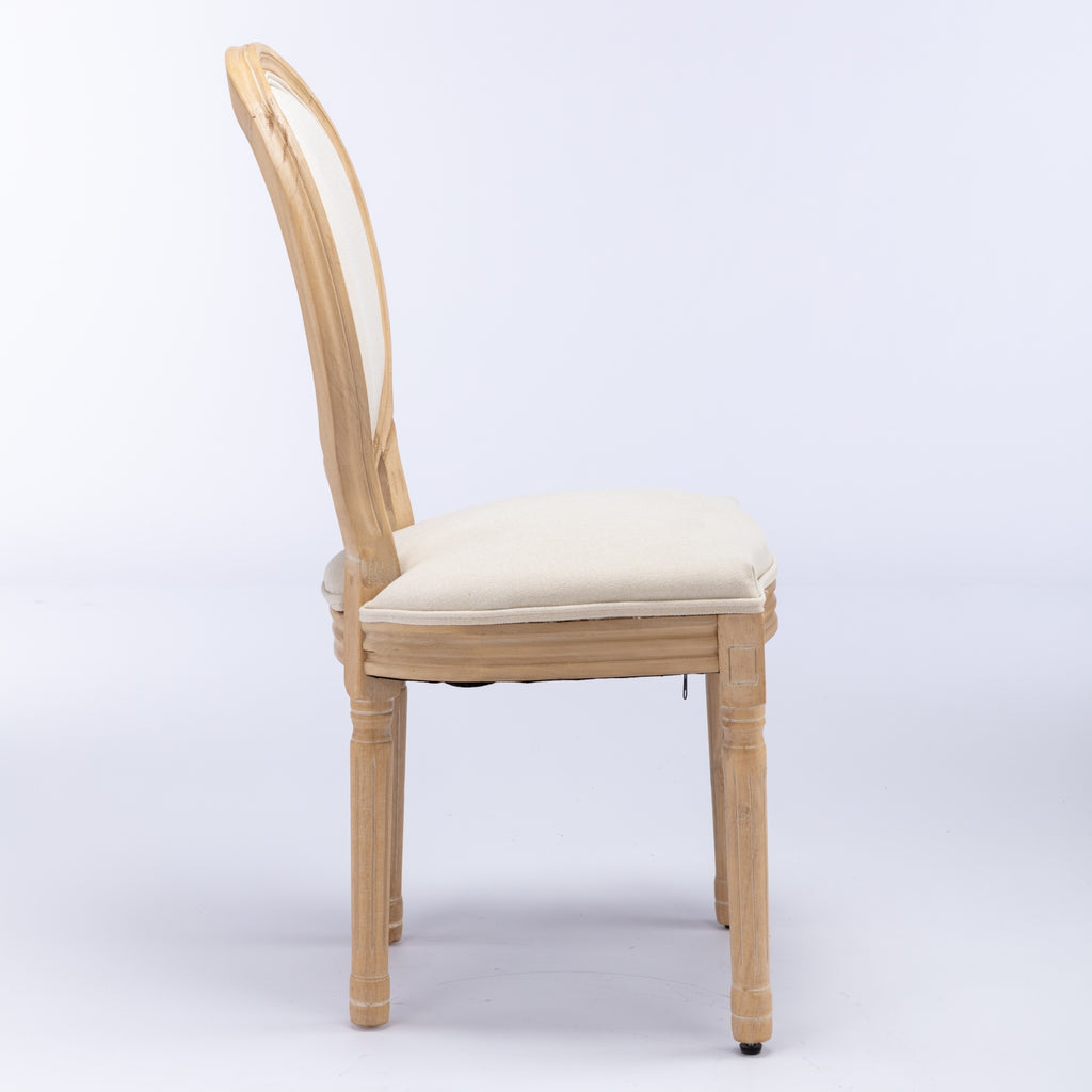 [variant:W5755P474629] Set of 2 French-Style Solid Wood Dining Chairs – Beige image 4