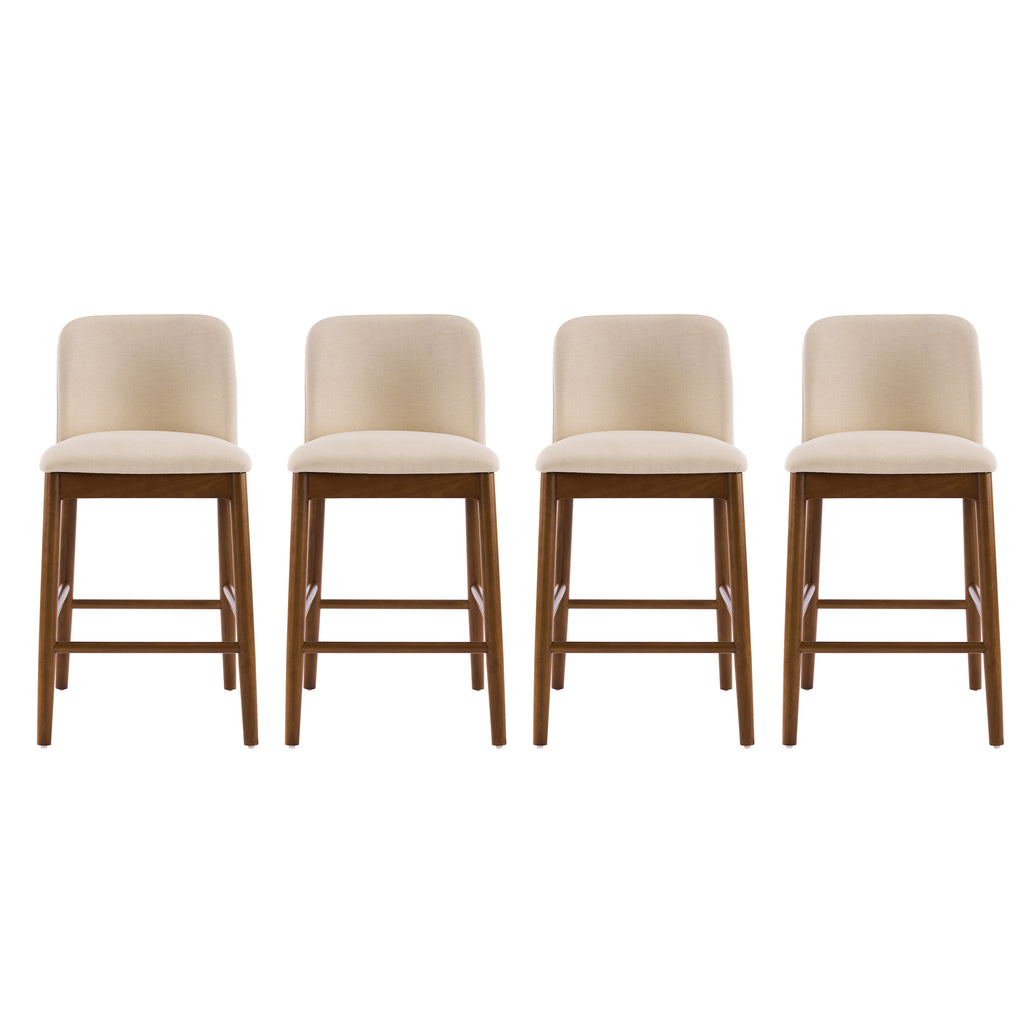 Upholstered Walnut Counter Stools – Sets of 2 or 4 — [variant:N897P439494W-S4] Beige,Walnut – N897P439494W-S4 image 3