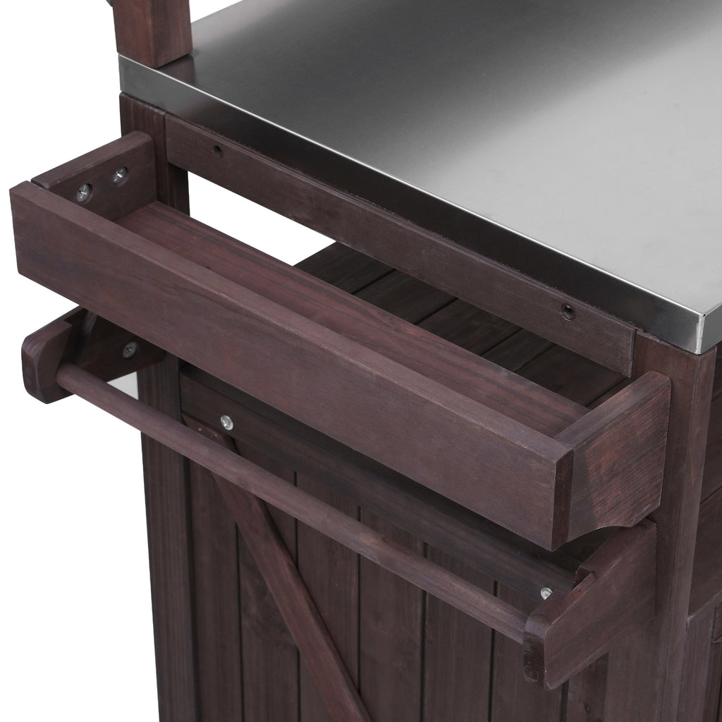 [variant:N853P386135Z] Outdoor Grill Cart with Raised Shelf – Dark Brown, 53.3-Inch image 39