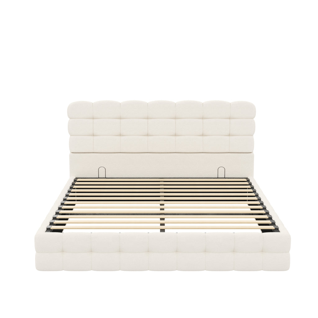 [variant:HS451572AAK] Queen Hydraulic Lift Storage Bed – Cream White image 13