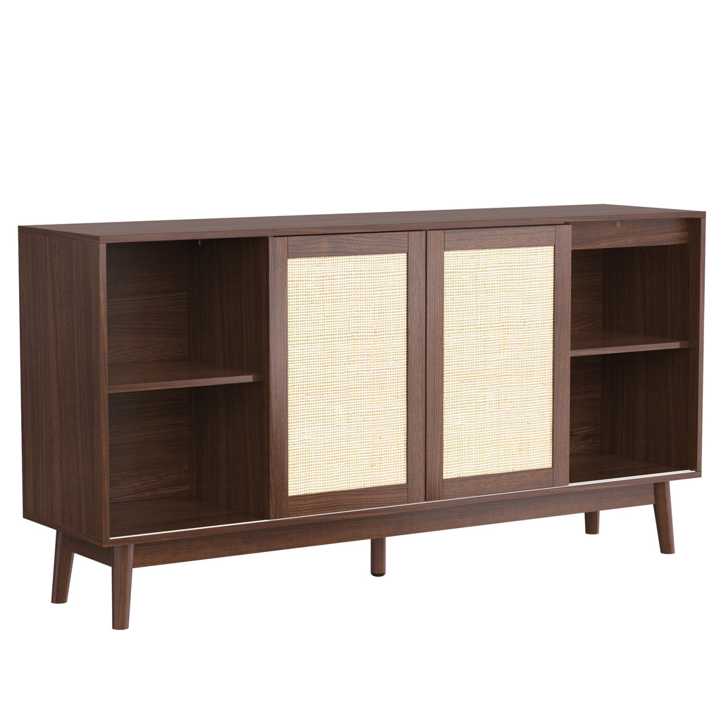 Rattan 3-Door Sideboard with 2 Drawers — [variant:GA0004N] Wood image 9