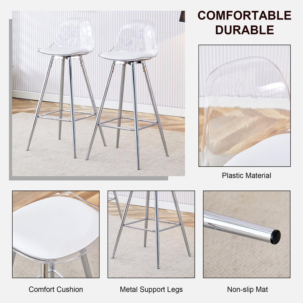 [variant:W3806P404769] Modern Upholstered Bar Chairs – White & Silver image 11