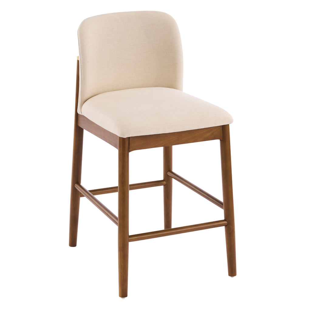 Upholstered Walnut Counter Stools – Sets of 2 or 4 — [variant:N897P439494W-S4] Beige,Walnut – N897P439494W-S4 image 7