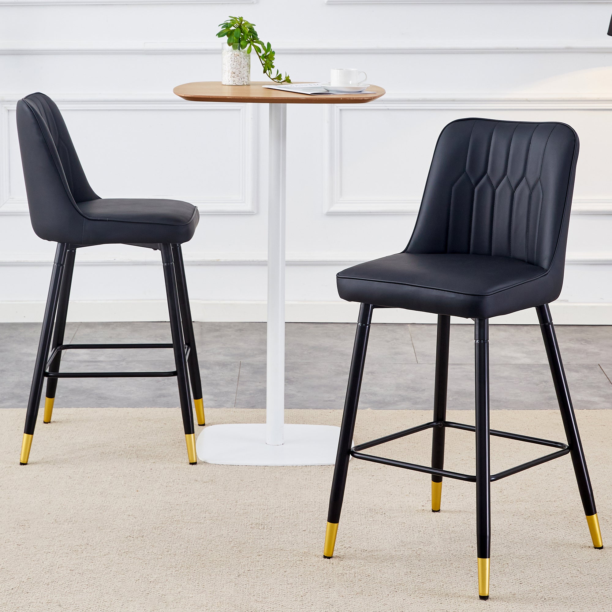 [variant:W3806P404947] PU Leather Bar Stools – Set of 2 image 3