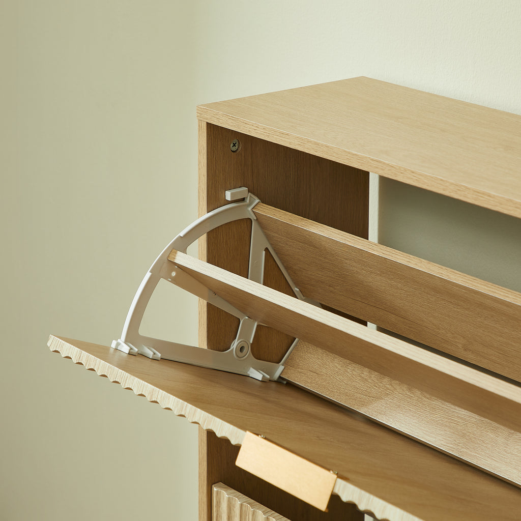 [variant:W5078P443404] Modern Oak Fluted Shoe Cabinet image 21