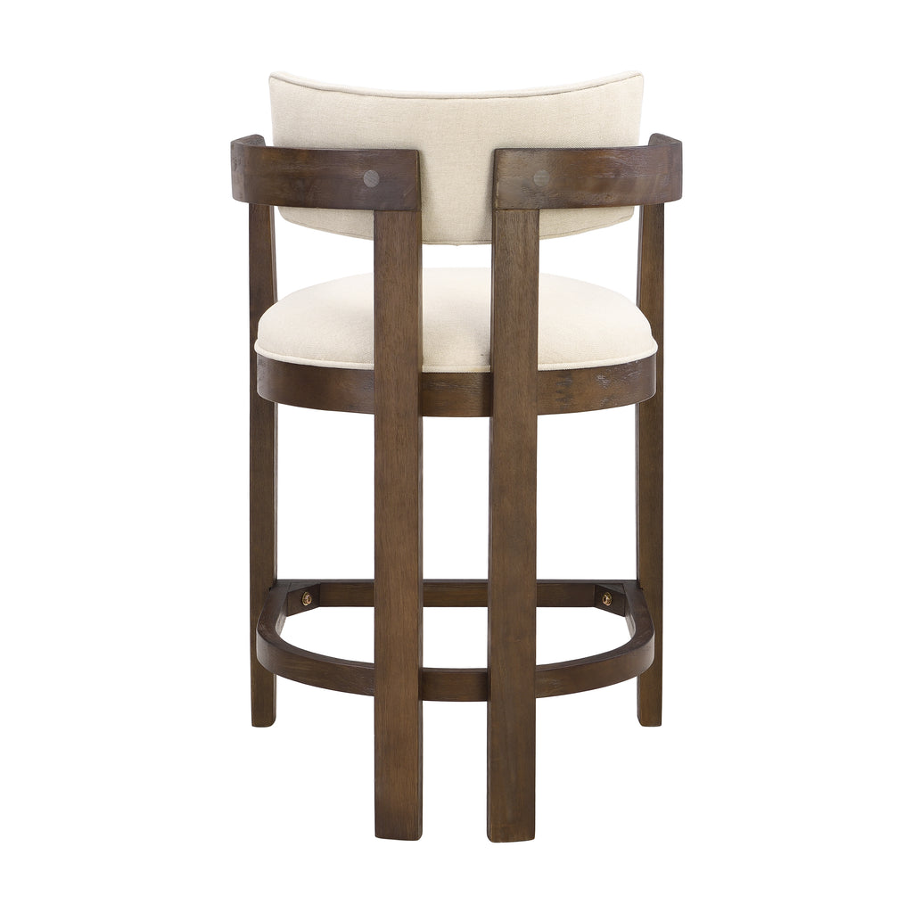 Set of 2 Upholstered Counter Stools — [variant:N872P375625T] Beige,Walnut image 7