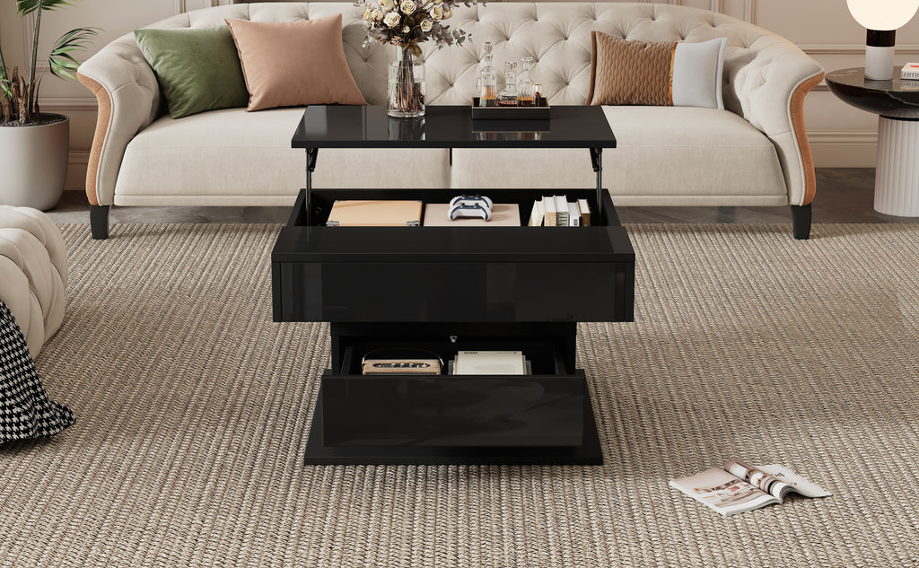 [variant:N892P423296B] Black 360° Rotating Lift-Top Coffee Table image 3