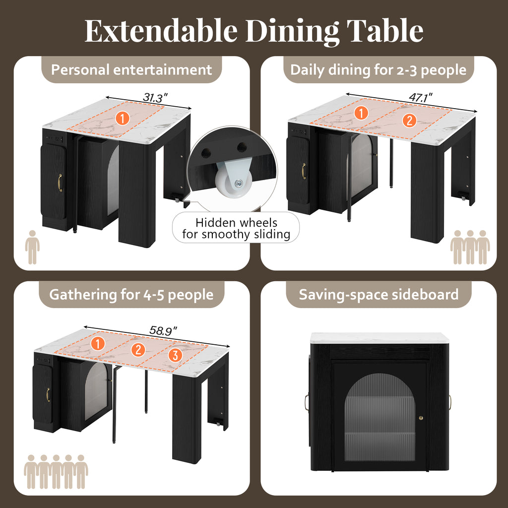 [variant:XW000024AAB-CA] Rolling Kitchen Island with Extendable Dining Table image 19