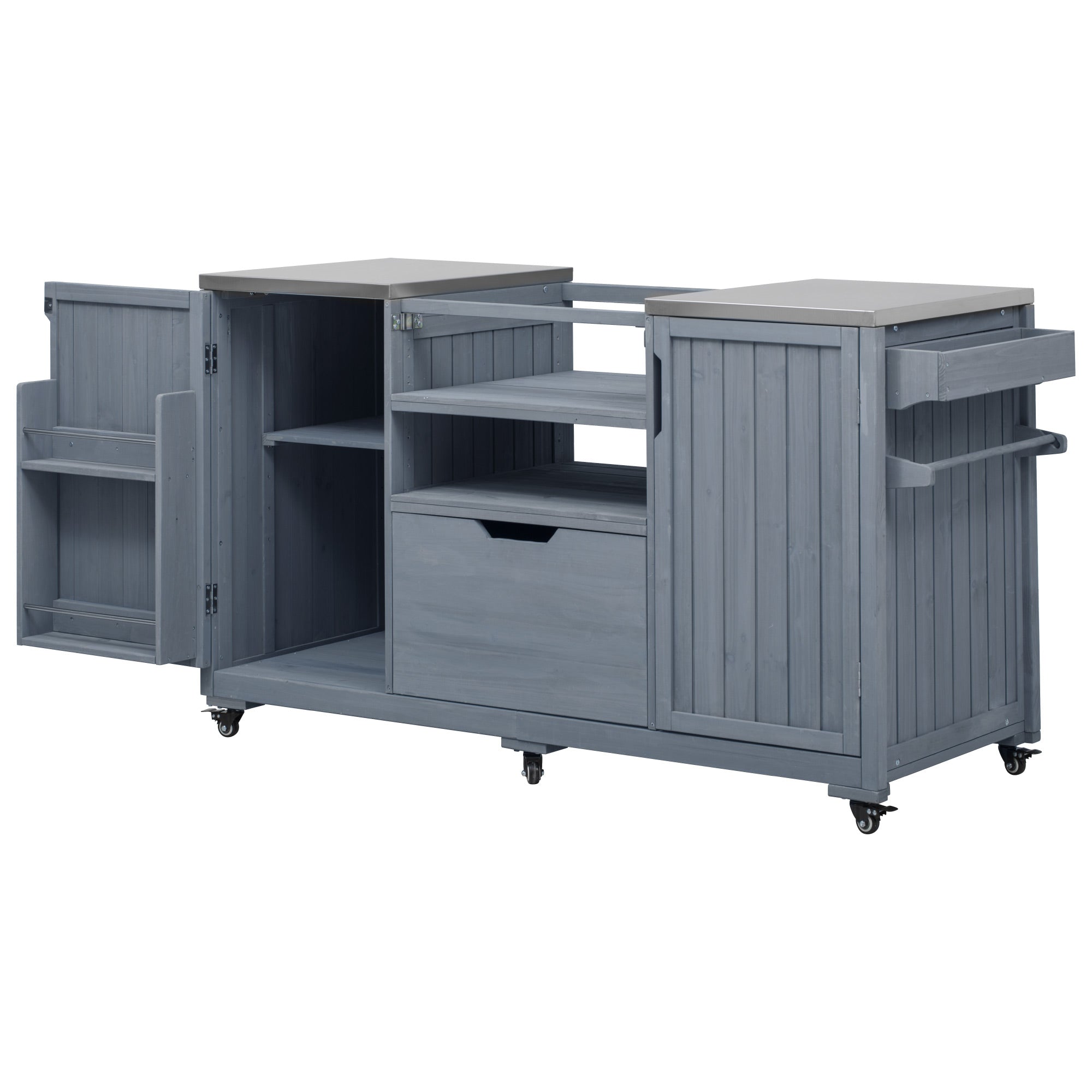 [variant:N853P386132G] Outdoor Grill Cart for 21–22-Inch Kamado Grills – Gray and Blue, 66.5-Inch image 41