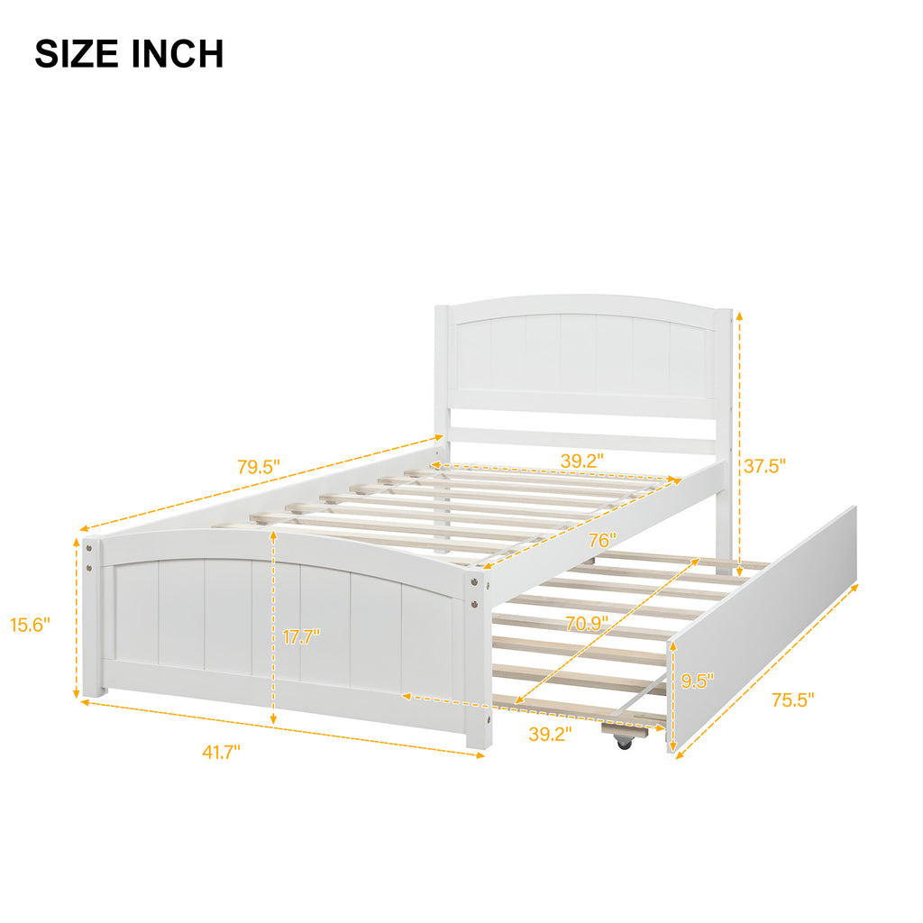 [variant:N850P475821K] Twin Platform Bed with Twin Trundle – White image 10