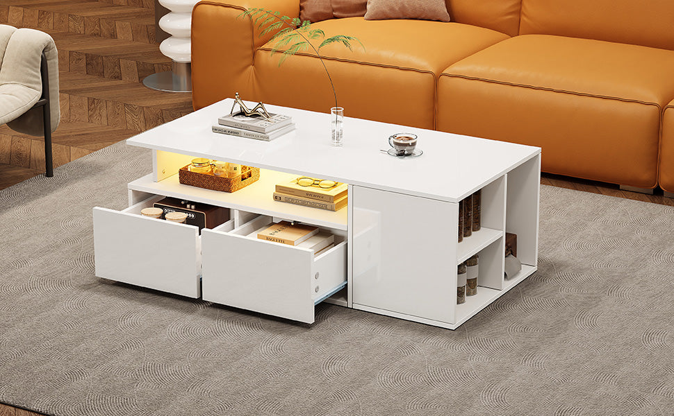 [variant:N892P428788W] High-Gloss LED Coffee Table with Open Storage image 66