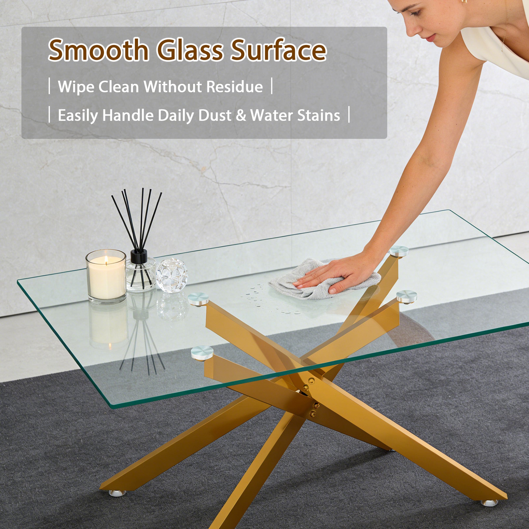 [variant:W3856P411924] 39-Inch Rectangular Glass Coffee Table with Gold Legs image 13