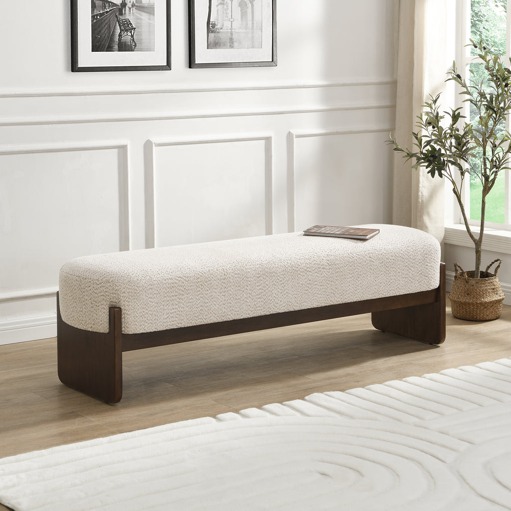 [variant:N891P440167D] Bouclé Bench Ottoman – Beige image 1