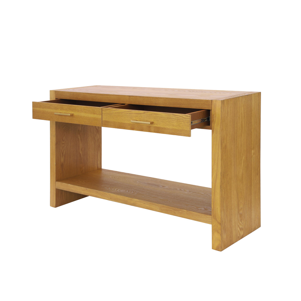 Farmhouse Console Table with Drawers & Storage Shelf — [variant:N876P351923D] Natural image 5