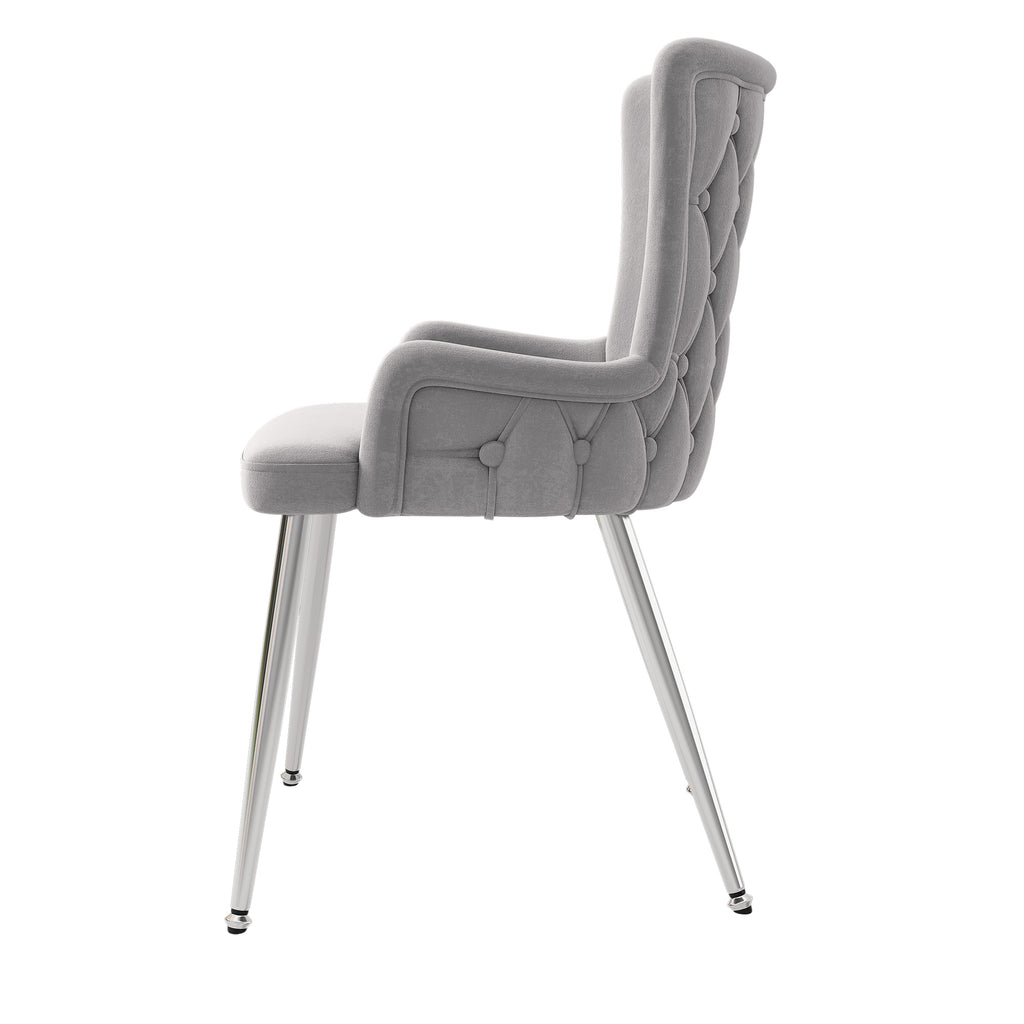 [variant:N859P375239G] Set of 2 Tufted Gray Velvet Dining Chairs image 11