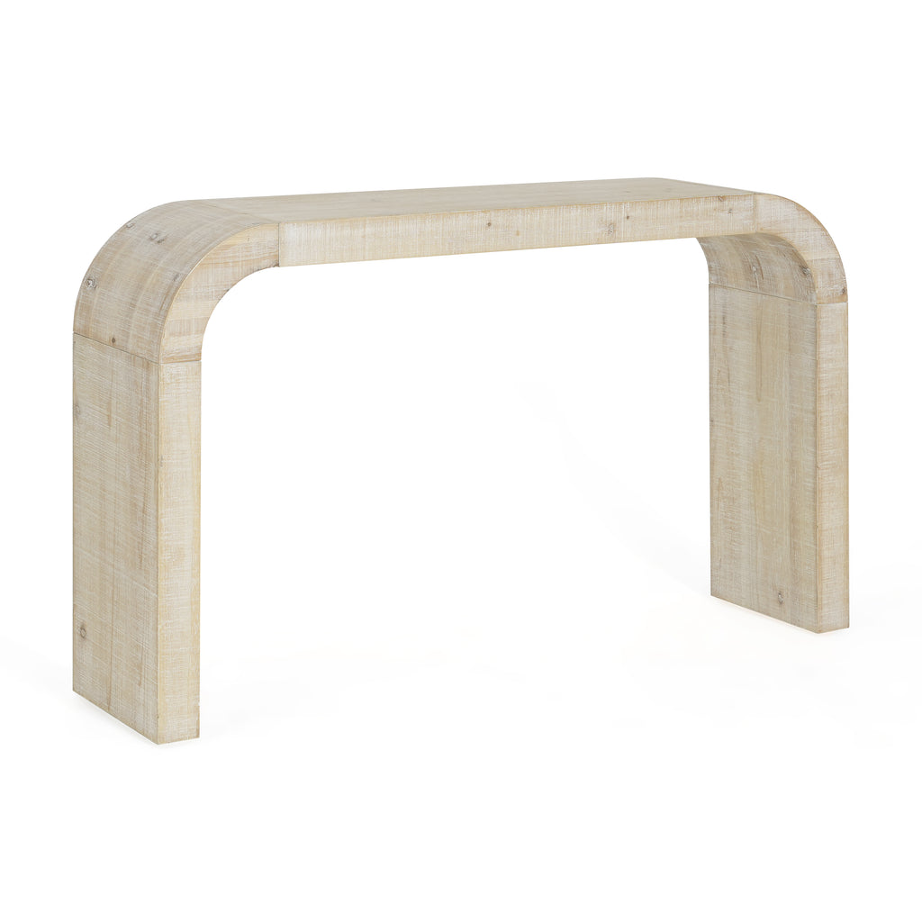 Curved-Edge Pine Veneer Console Table – 52-Inch — [variant:N851P415011N] Natural image 7
