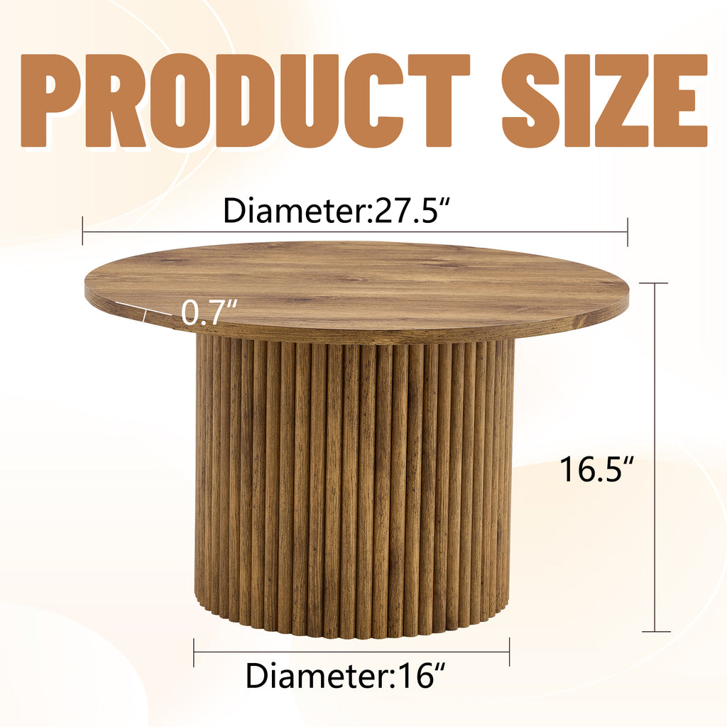 [variant:W3806P404738] Round Fluted Coffee Table with Metal Frame – 27.5-Inch image 4