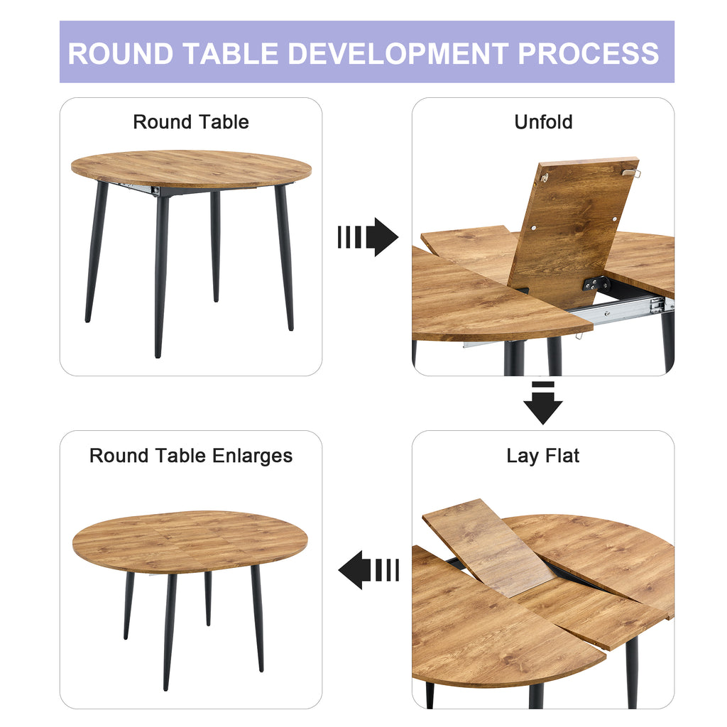 [variant:W3806S00005] Extendable Wood-Look Dining Table image 6