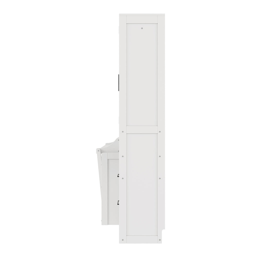 [variant:N850S00010K-2] Queen Murphy Bed with Closet, Drawers and Shelves – White image 16