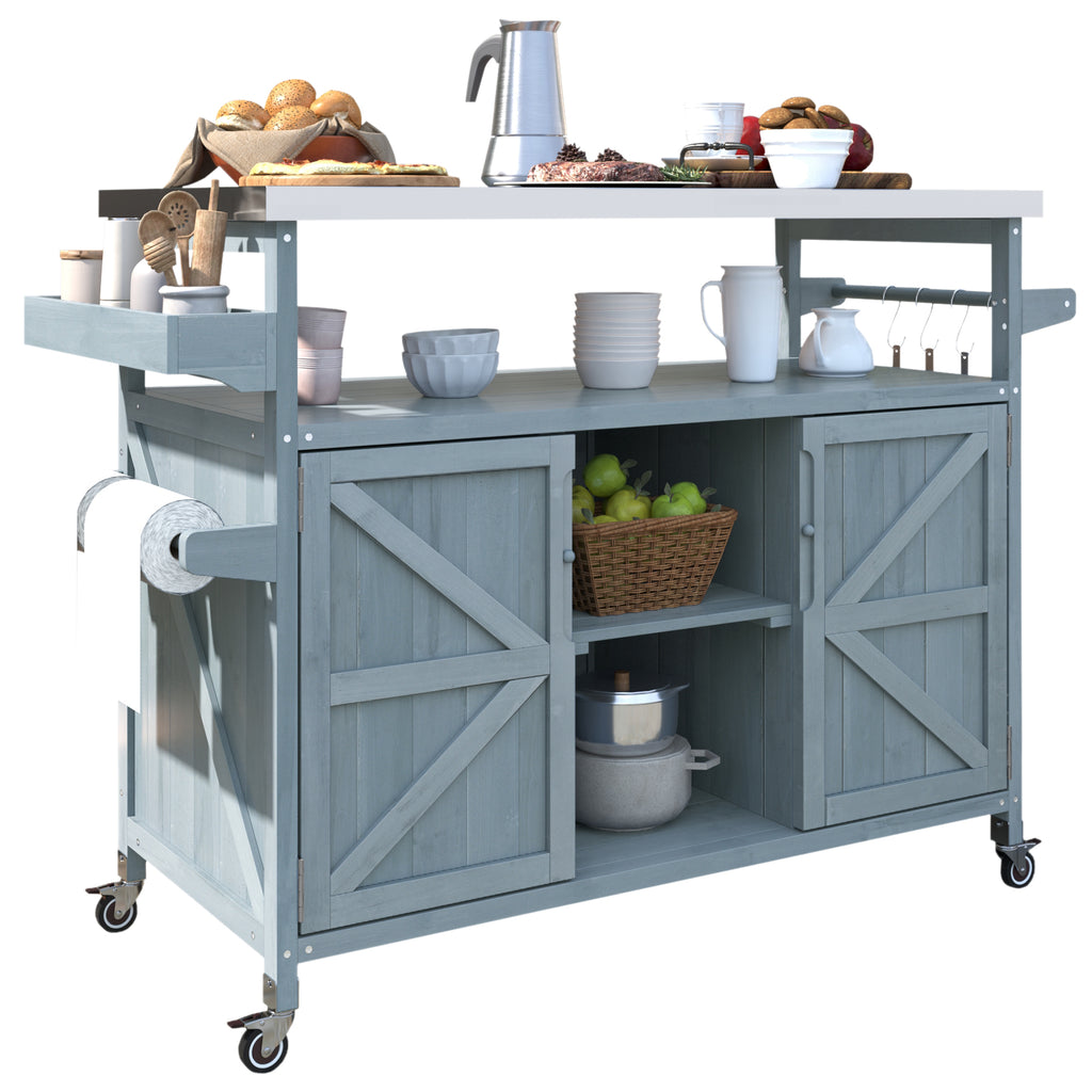 [variant:N853P386114G] Outdoor Grill Cart with Stainless Steel Top – Gray and Blue, 50.25-Inch image 19