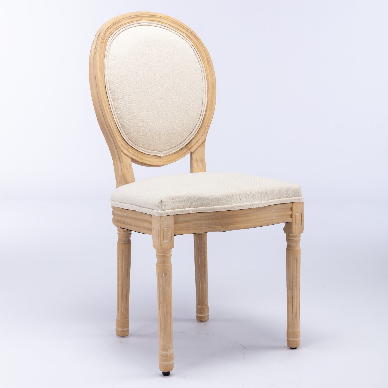 [variant:W5755P474629] Set of 2 French-Style Solid Wood Dining Chairs – Beige image 3