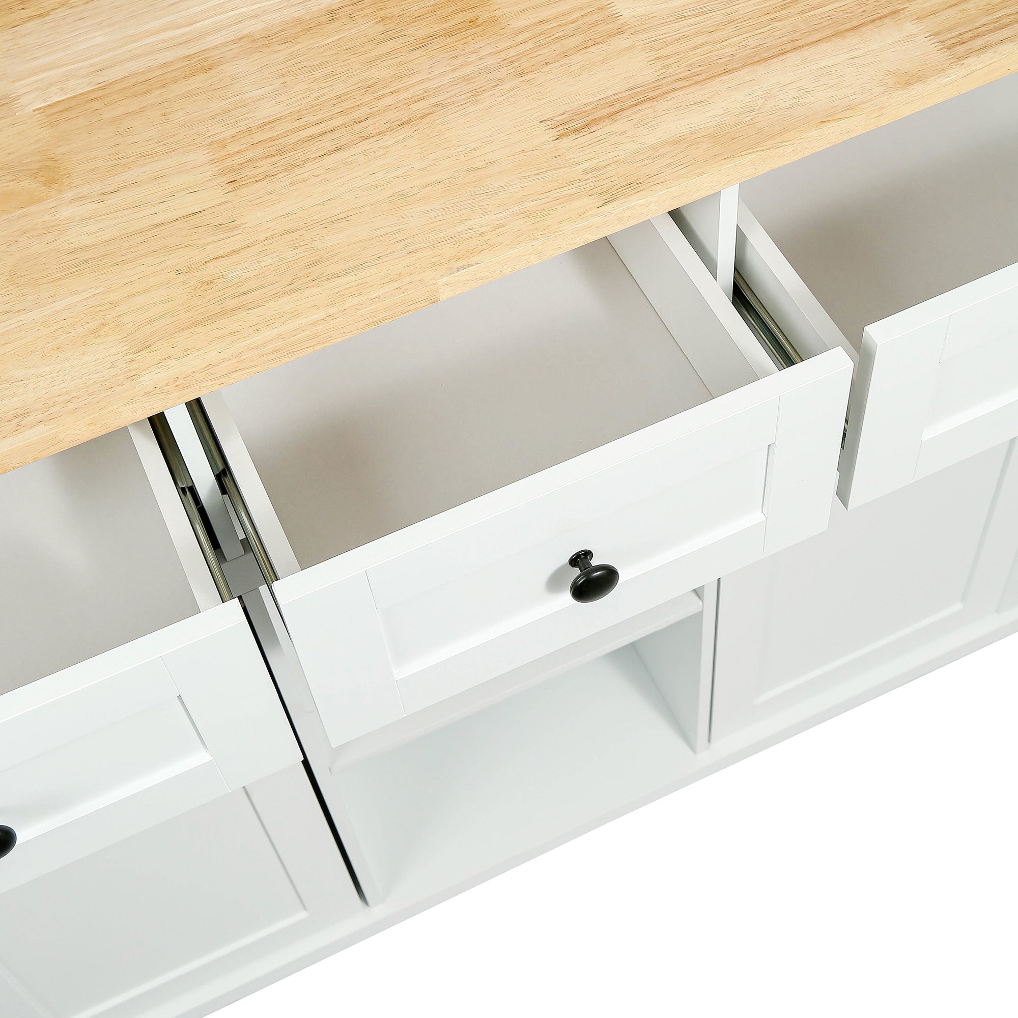 [variant:N853P383632W] Drop-Leaf Rolling Kitchen Cart – White, 53.1-Inch image 15