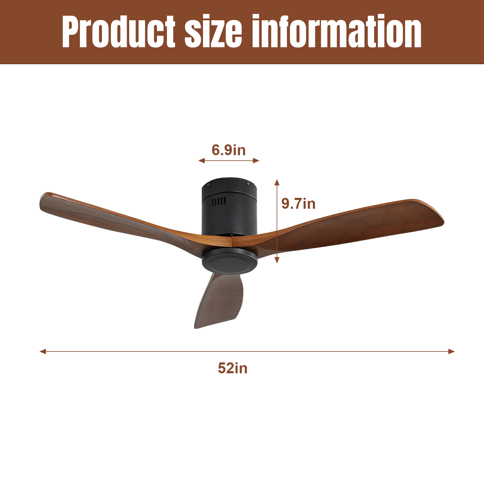 [variant:W5691P514531] Matte Black Solid Wood Ceiling Fan without Light – 52-Inch image 8
