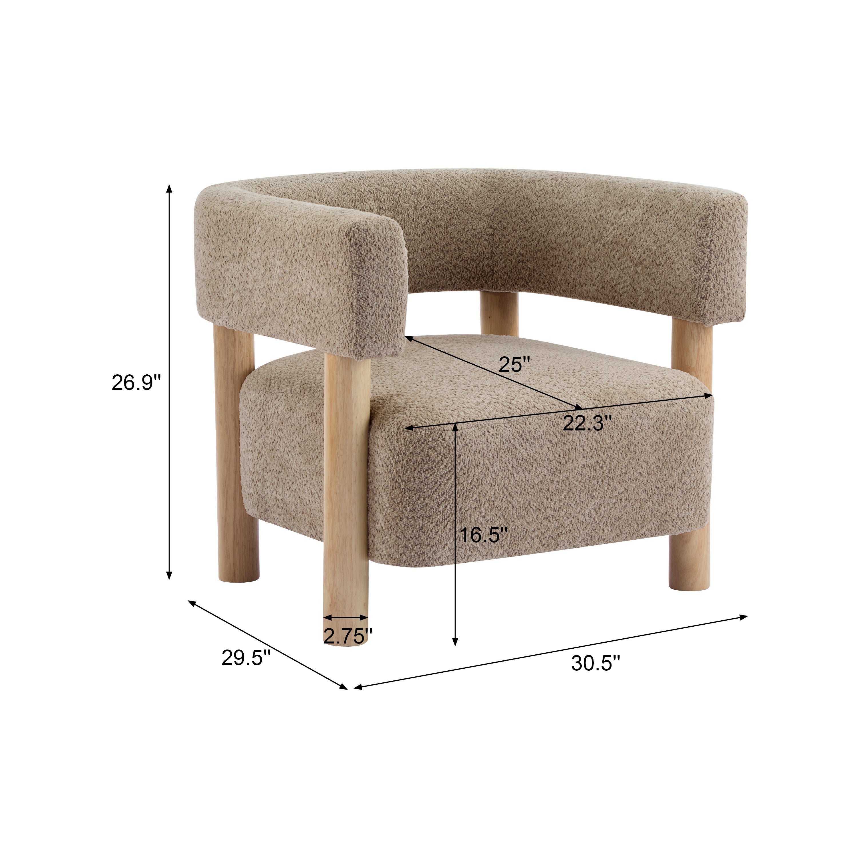 [variant:N898P443472B] Bouclé Accent Armchair – Light Camel image 11