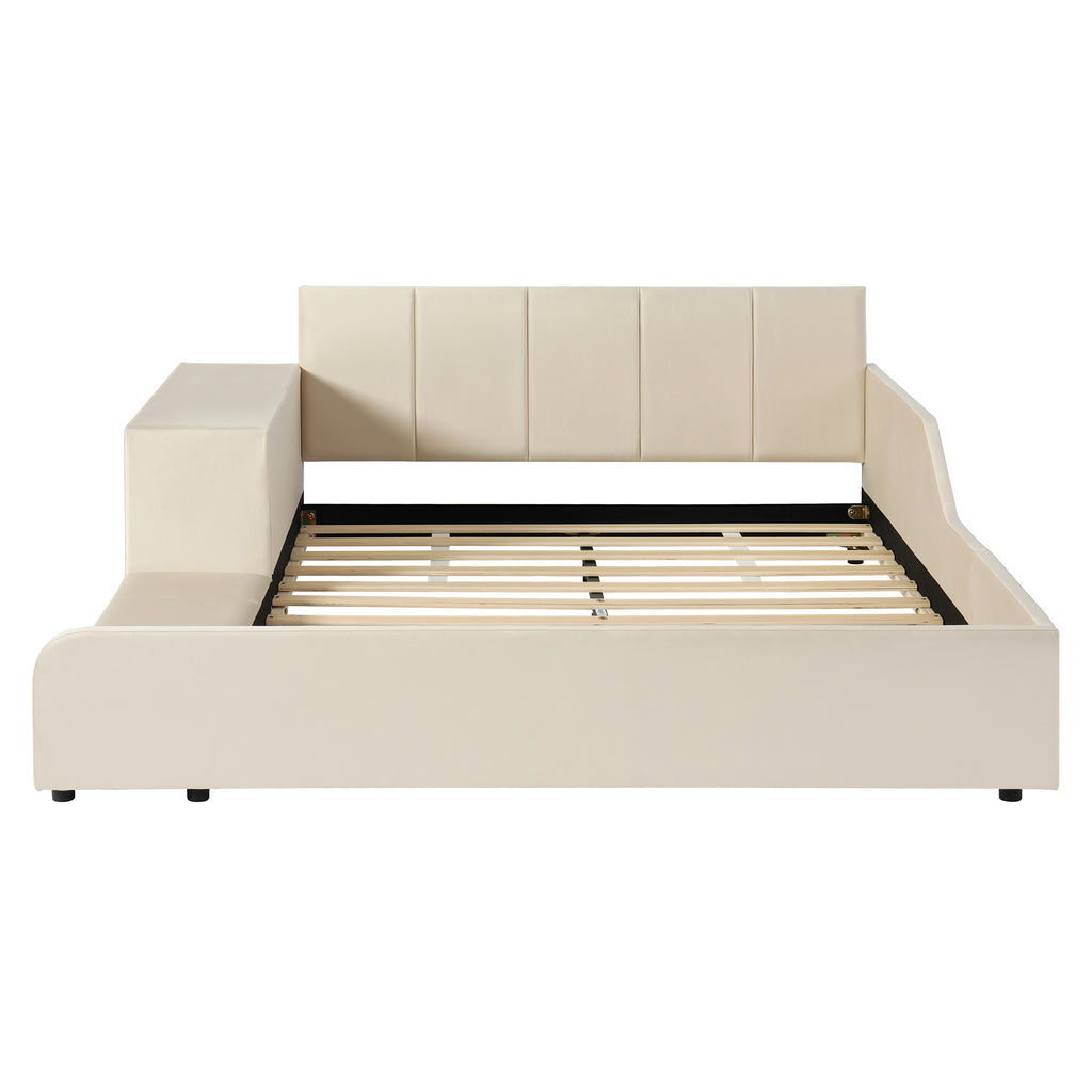 [variant:N850S00111A-1] Full Upholstered Floor Bed with Desk and Stool image 4
