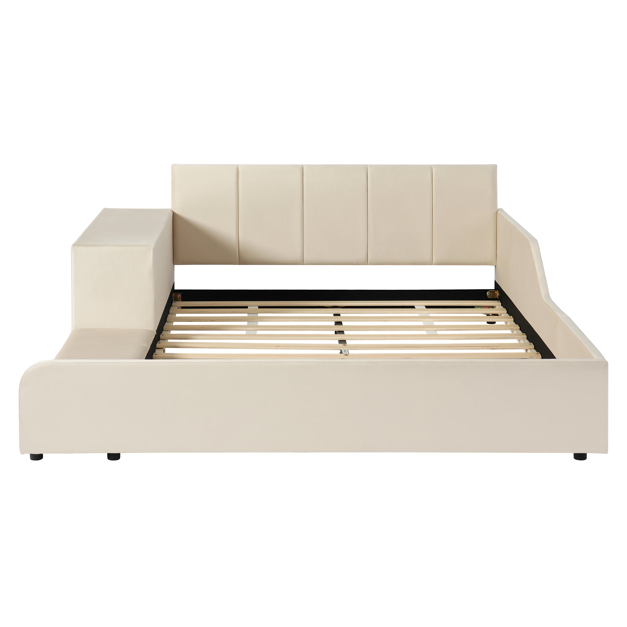 [variant:N850S00111A-1] Full Upholstered Floor Bed with Desk and Stool image 4