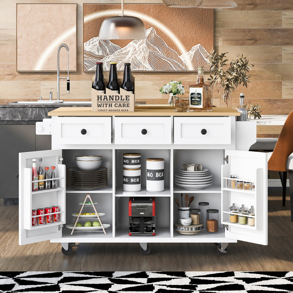 [variant:N853P383632W] Drop-Leaf Rolling Kitchen Cart – White, 53.1-Inch image 21