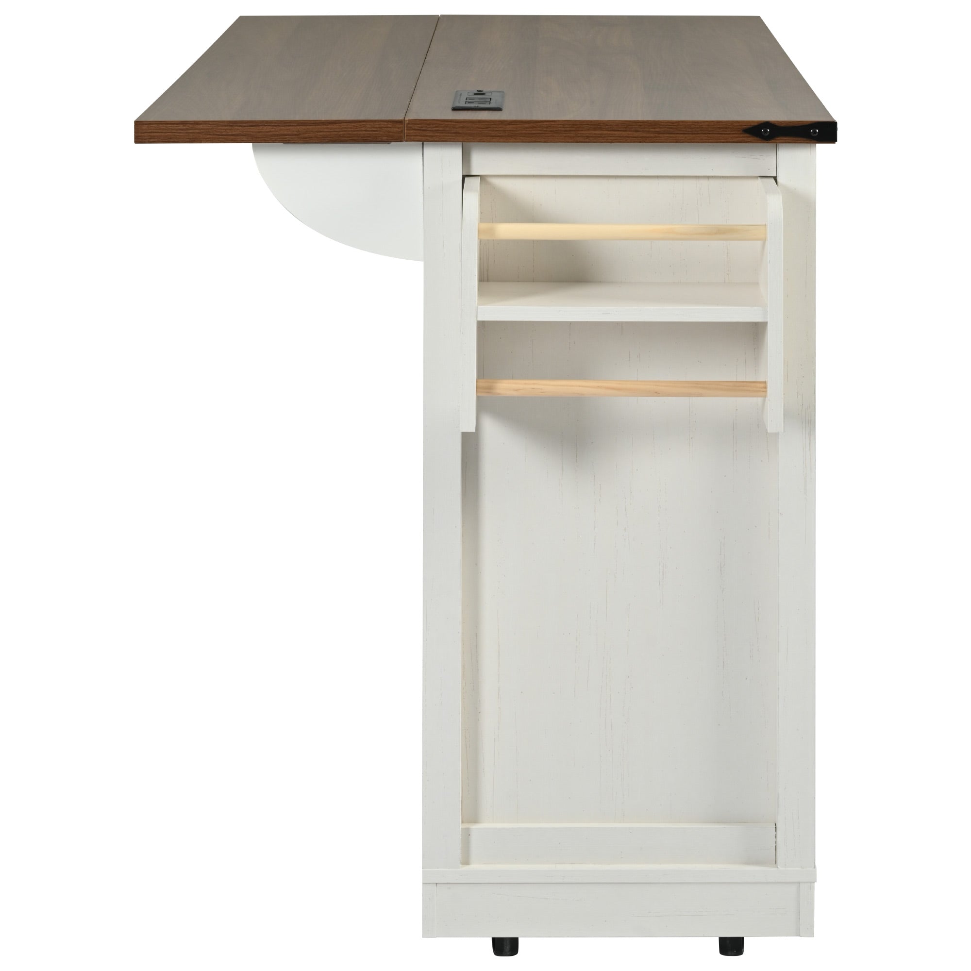[variant:N853S379573W] Farmhouse Kitchen Island with Drop Leaf, Power Outlet and Sliding Barn Doors – 53.75-Inch image 37