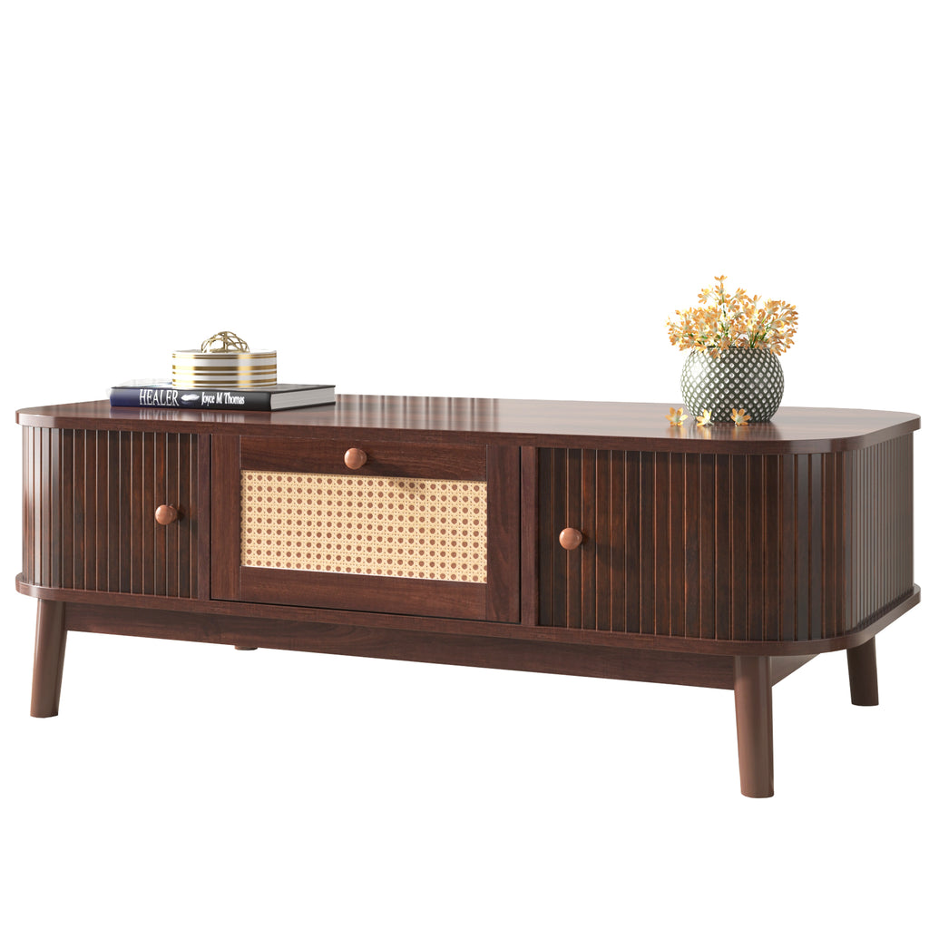 [variant:N875P360725N] Natural Rattan Coffee Table with Sliding Doors image 3
