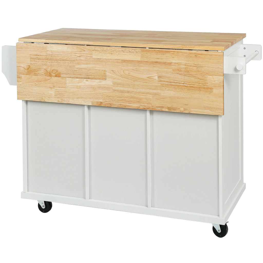 [variant:N853P383632W] Drop-Leaf Rolling Kitchen Cart – White, 53.1-Inch image 14