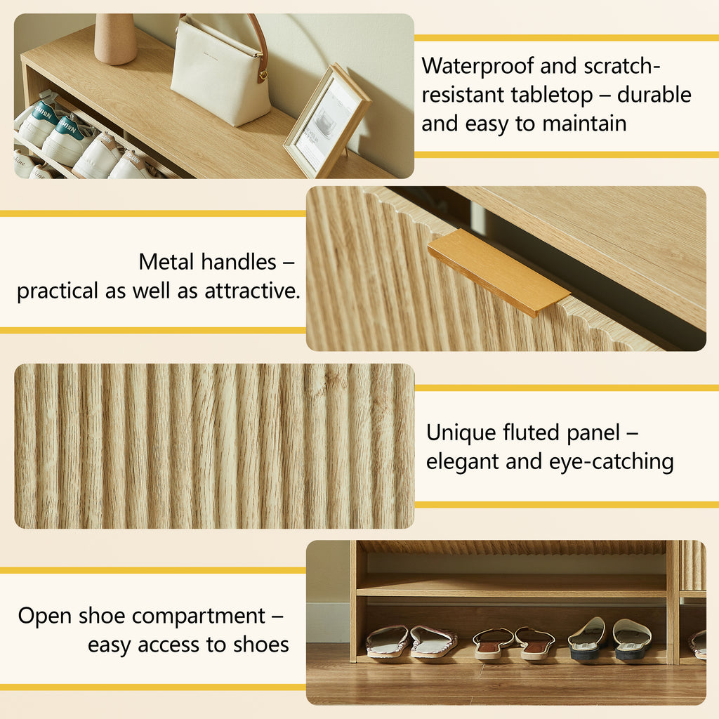 [variant:W5078P443404] Modern Oak Fluted Shoe Cabinet image 5