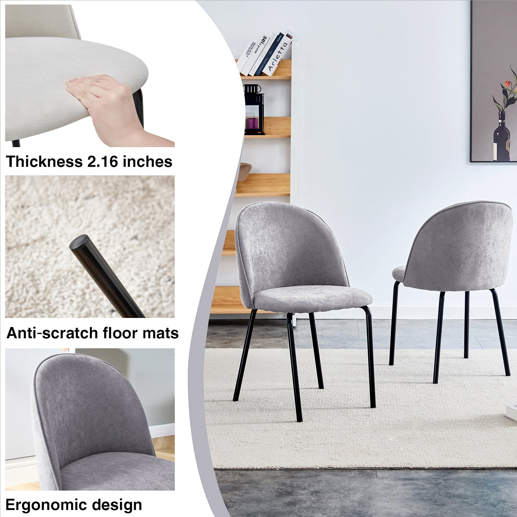 [variant:W3808P403942] Set of 2 Gray Dining Chairs image 5