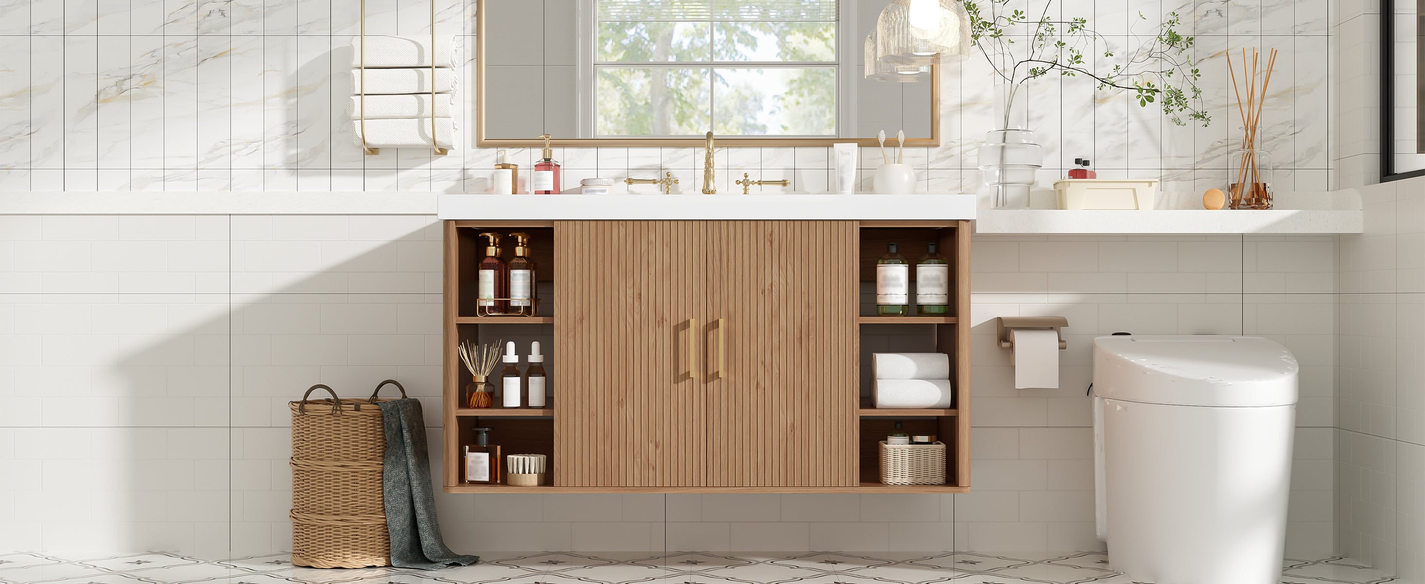 [variant:N729P000039N] Wall-Mounted Bathroom Vanity with SMC Sink – 42-Inch image 25