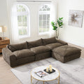 [variant:N851S9707D] 116-Inch Chenille Modular Sectional Sofa with Ottoman – Brown image 1