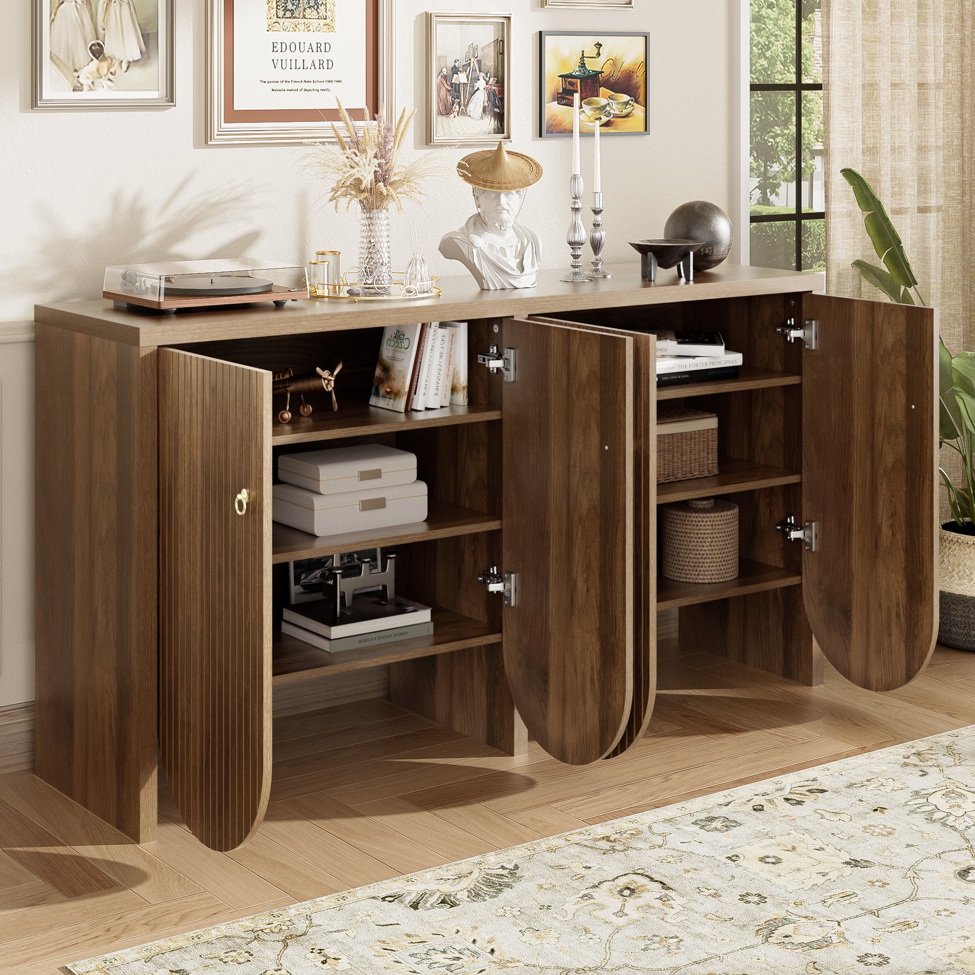 [variant:GA0002N] Fluted 4-Door Sideboard – Walnut image 9