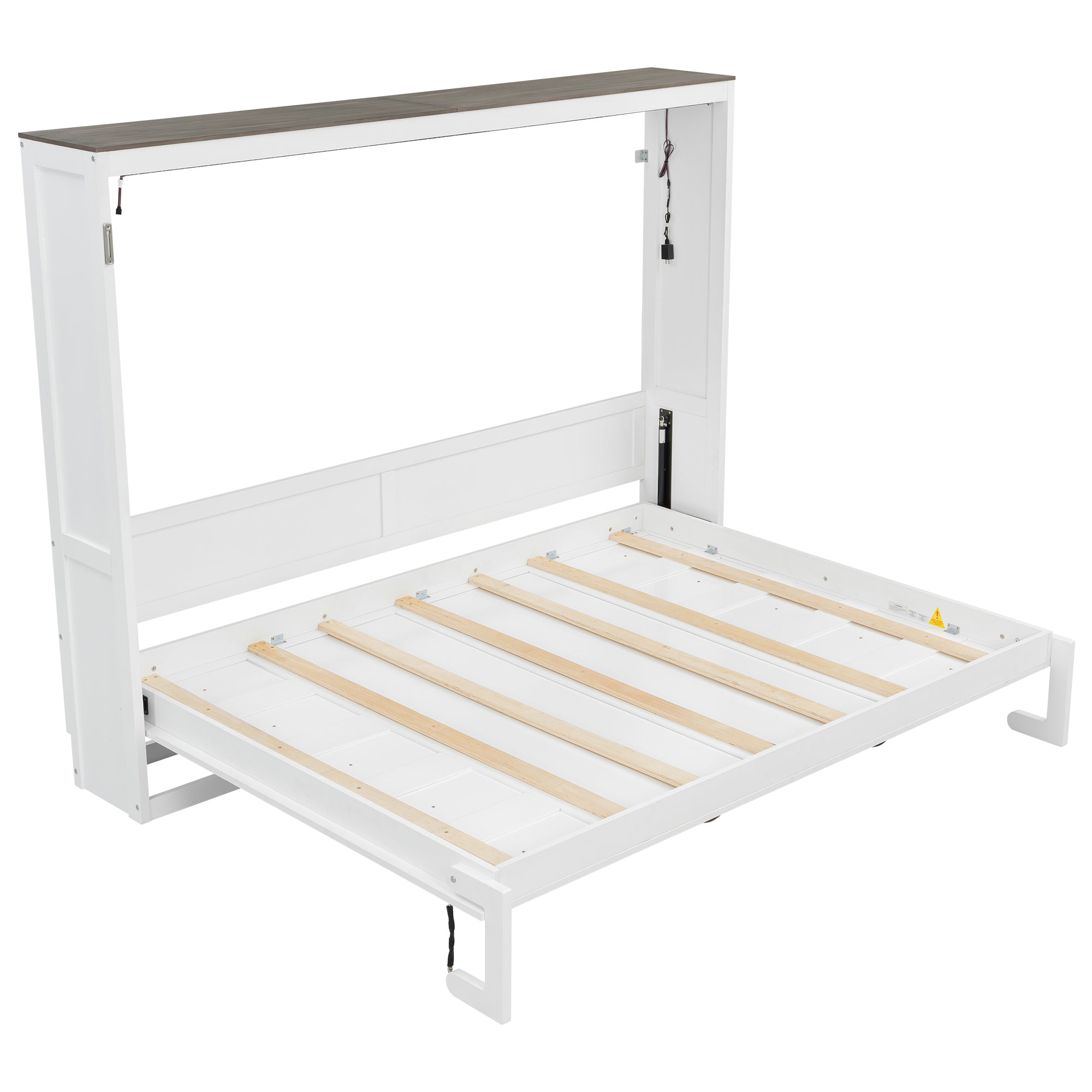 [variant:N8470004035K-1] Queen LED Murphy Bed Cabinet – White and Brown image 20