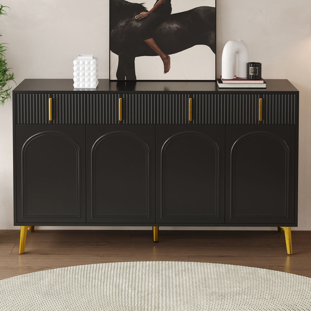 [variant:GA0021S] 4-Door Sideboard with 4 Drawers – Black and Gold image 5