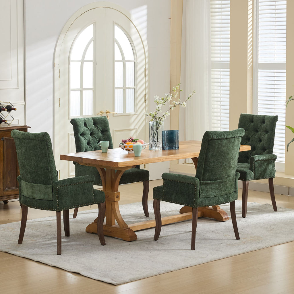 [variant:W5755P503872] Tufted Chenille Dining Armchair – Olive Green image 23