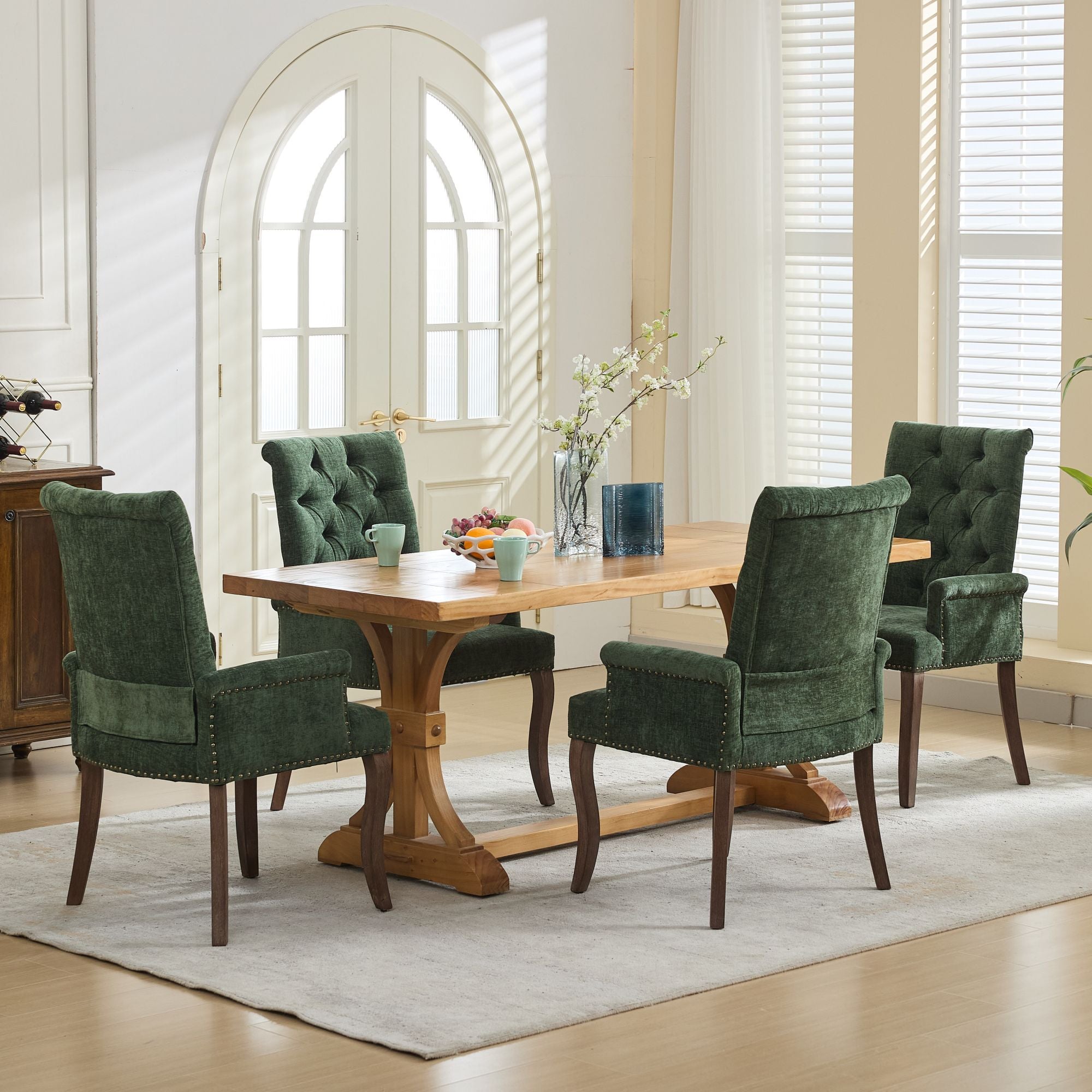 [variant:W5755P503872] Tufted Chenille Dining Armchair – Olive Green image 23